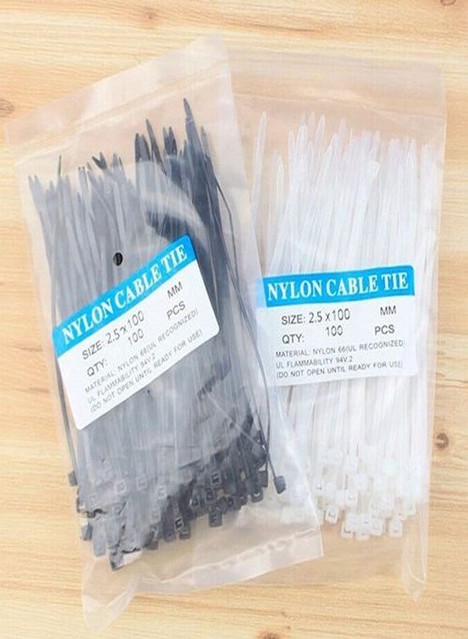 SpiderJuice® White Nylon Plastic Strap Perfect Self-Lock Cable Tie Clip Strip Easy Handy Pack of 2 Mini Wire 100 Pieces Each (Size-2.5x150mm/2.5x100mm) - Image 2
